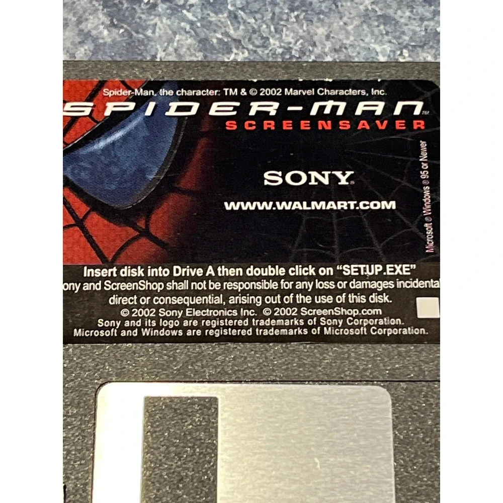 Sony Spider-Man Screensaver 2002 Floppy Disk 3.5 Marvel Walmart Promo Vintage PC